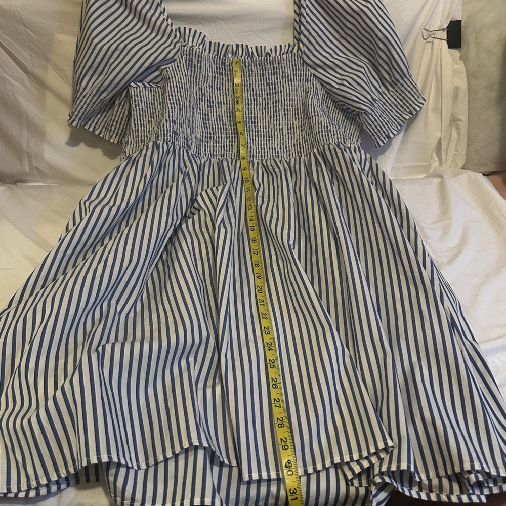 Draper James "Cam" Navy Blue and White Striped Smocked Midi Dress 2X - Picture 13 of 14